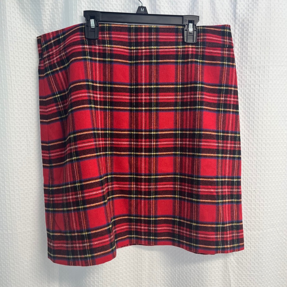 J.Crew Red Tartan Plaid Wool Blend Mini Skirt Size 14 NWT BV140 Holiday Preppy